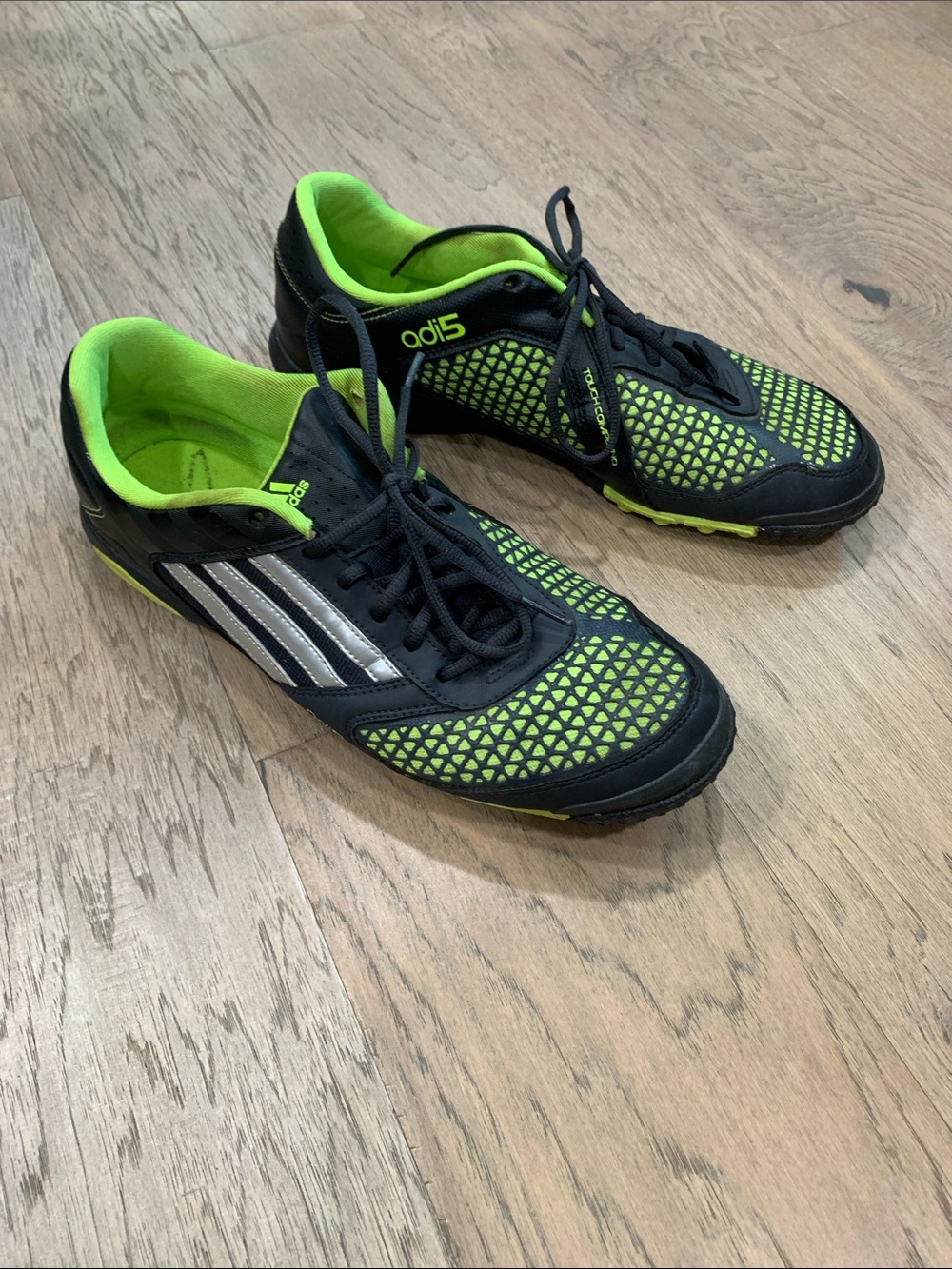 Adidas Men's 12 adi5 X-ITE Shoes Orange Black Turf Indoor Soccer Sneakers